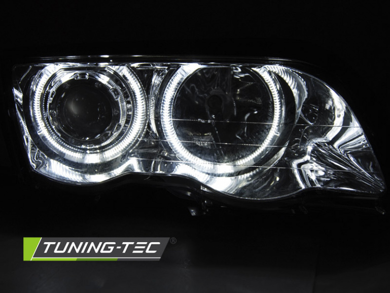 LED Angel Eyes Scheinwerfer für BMW 3er E46 98-01 chrom Set